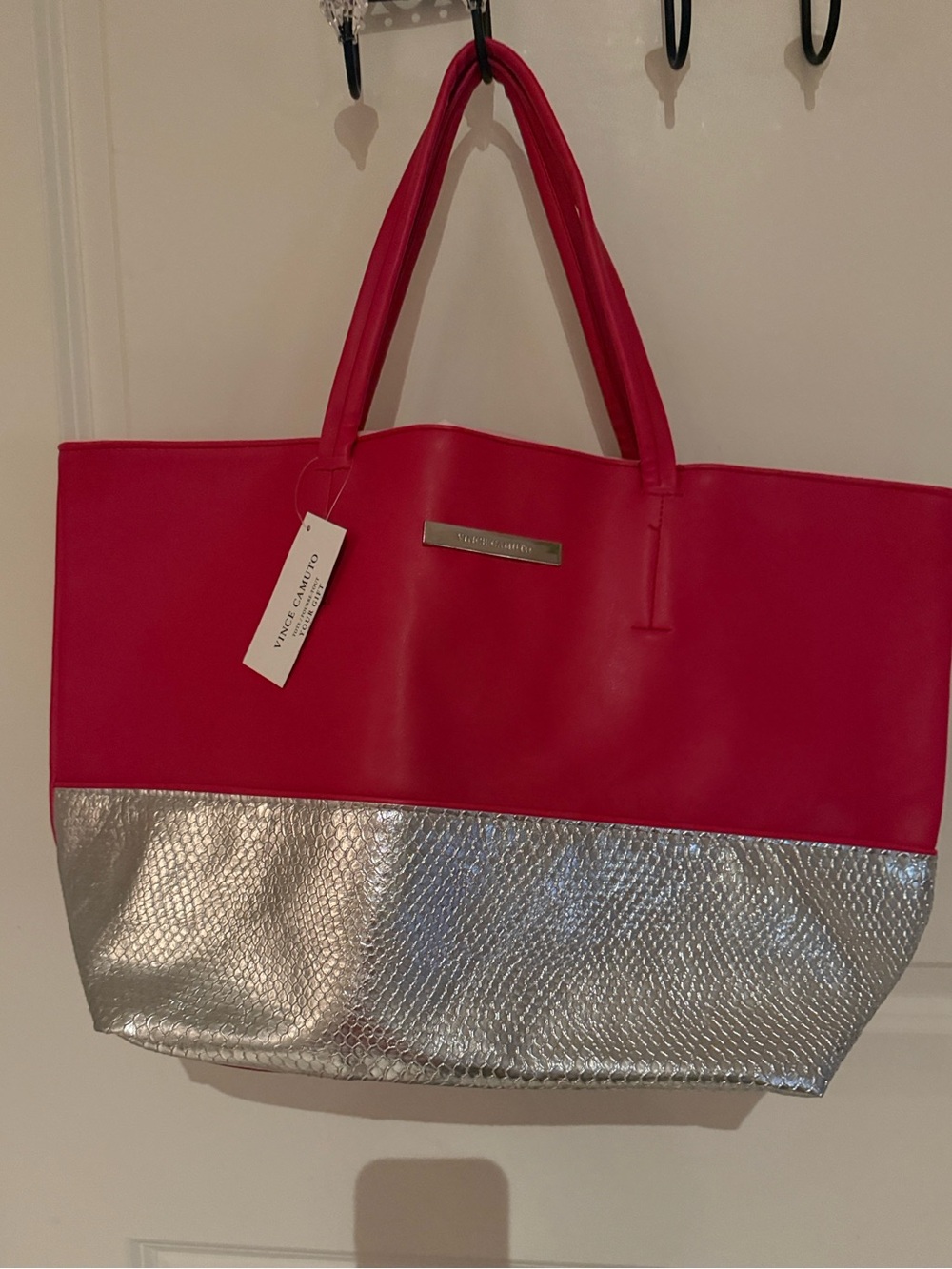 Vince Camuto Hot Pink and Metallic Gold Tote